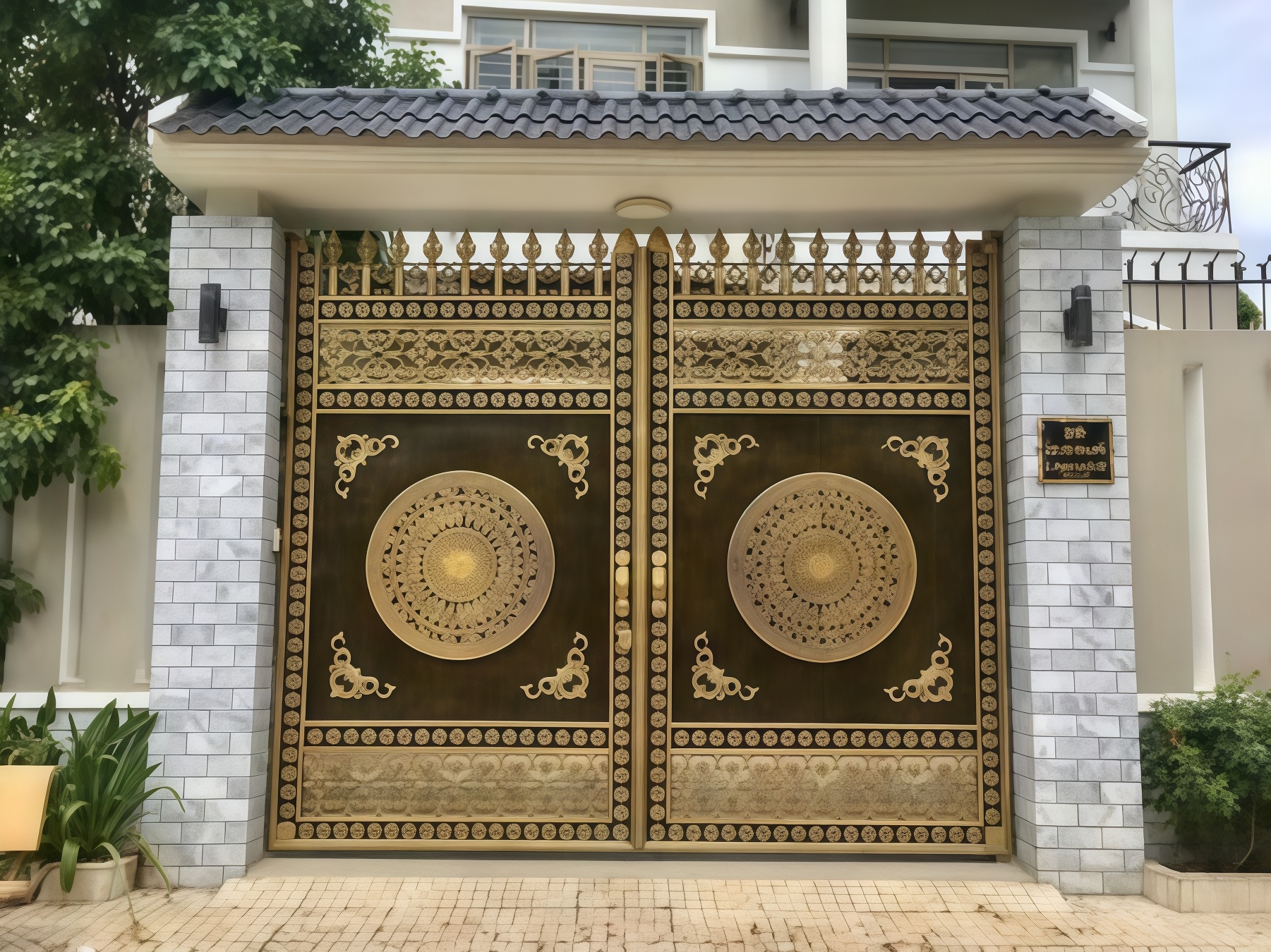 Cổng Nhôm Đúc Mặt Trống Đồng C03